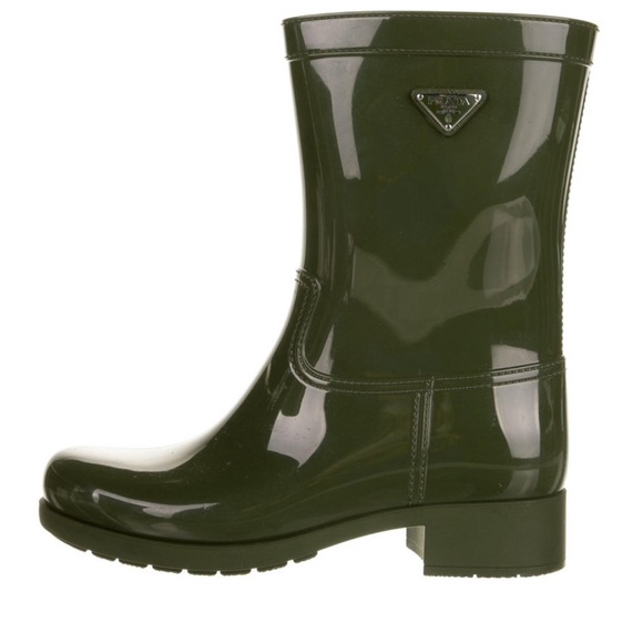 Authentic PRADA SPORT GREEN Rubber Women's Boots Sz 39 (US 9) RARE MILITARY - Picture 7 of 11